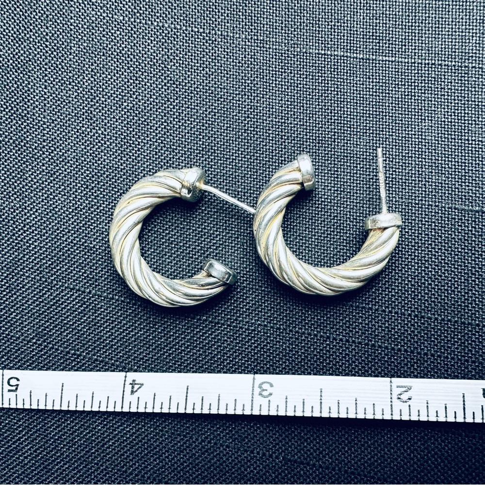 Vintage Twist Sterling Hoop Earrings